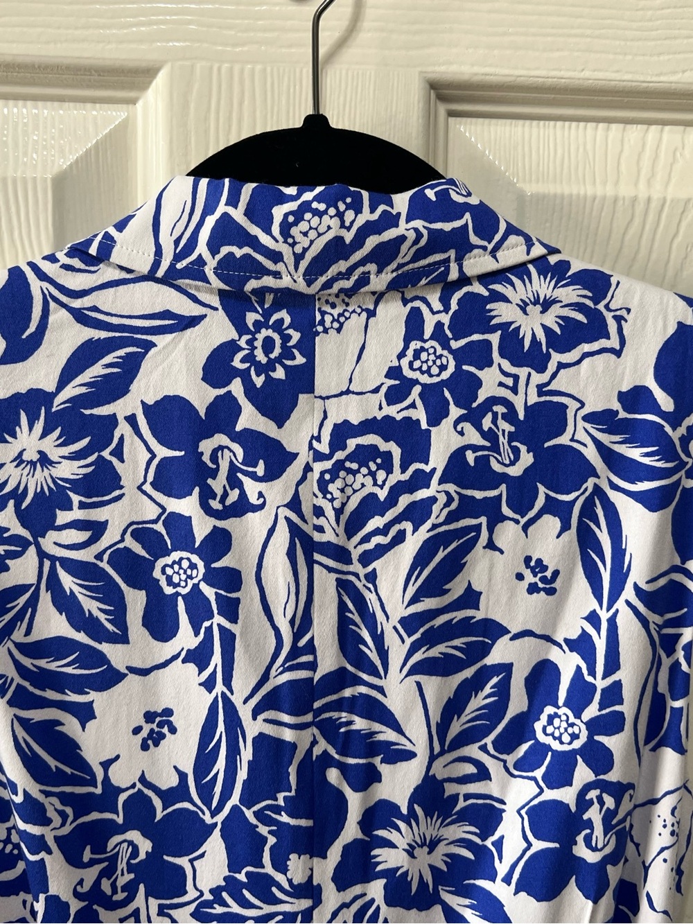 Anne Klein Size 6 Blue White Floral Faux Wrap A-Line Belted Dress - Picture 17 of 17